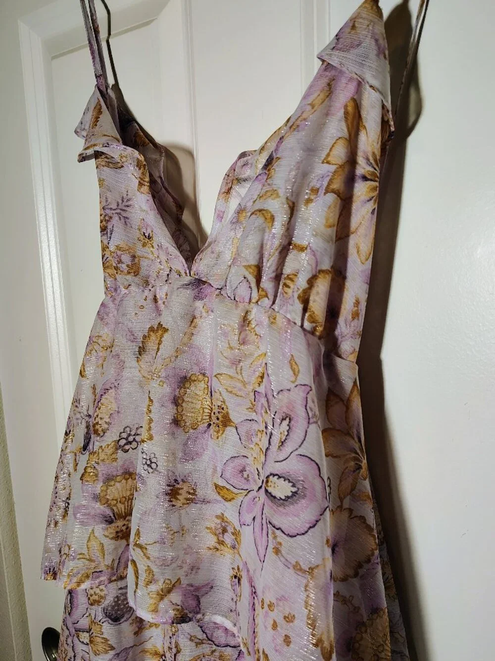 Victoria Secret Vintage Blossom Chiffon Ruffled Maxi Dress Violet Floral Fairy - Picture 4 of 10